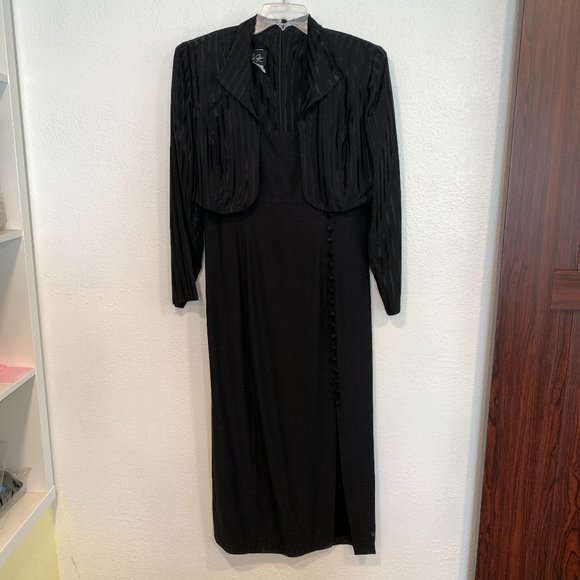 Wild Rose Dresses & Skirts - Vintage Wild Rose Black Maxi Dress and Attached Bolero Jacket USA Made Sz 10 EUC